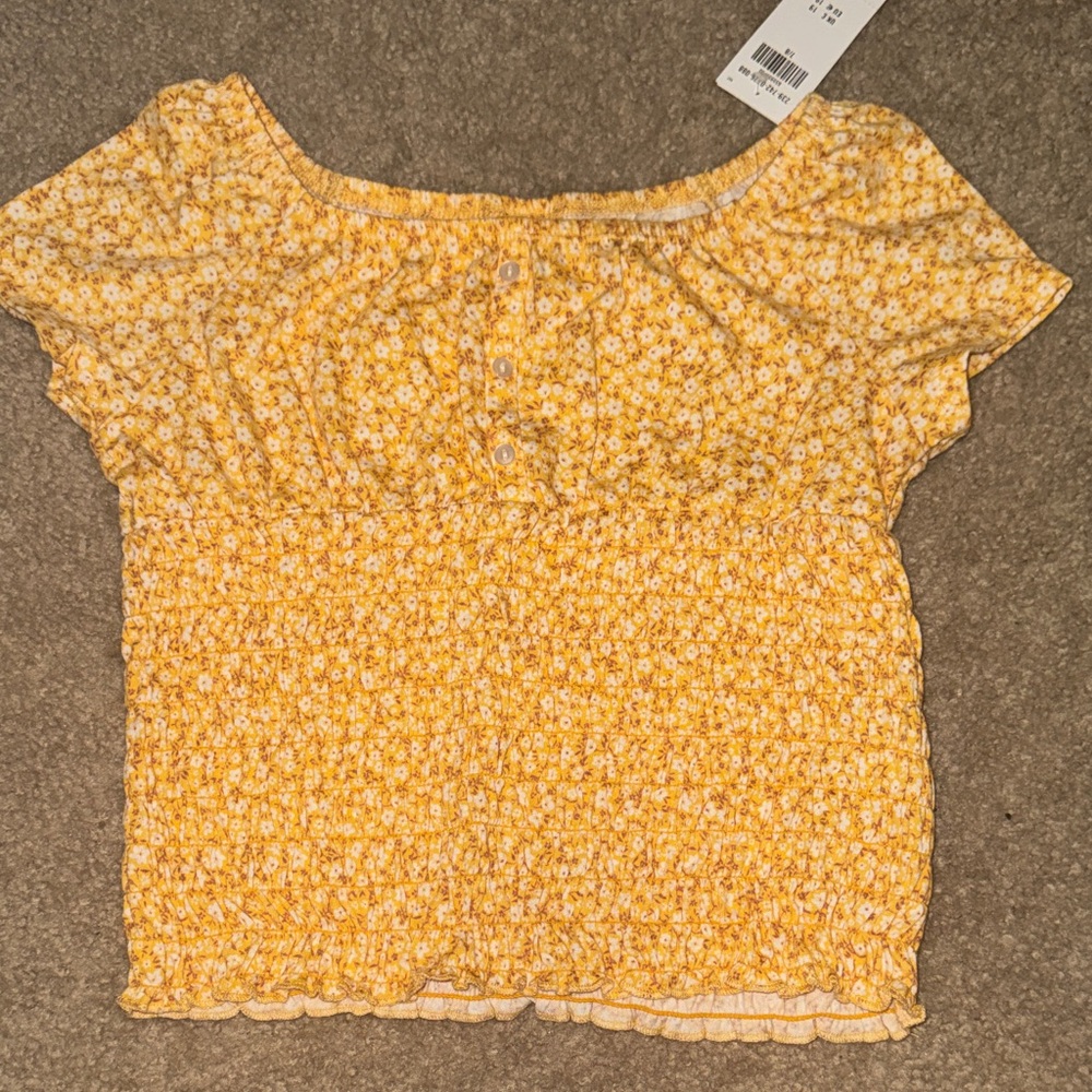 Floral Yellow Smocked Top